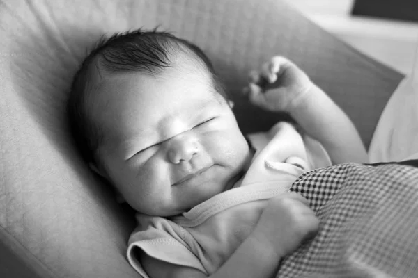 Recién Nacido Dos Semanas Está Durmiendo Dulcemente —  Fotos de Stock