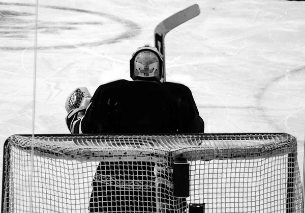 hockey goalkeeper at the gate on the ice