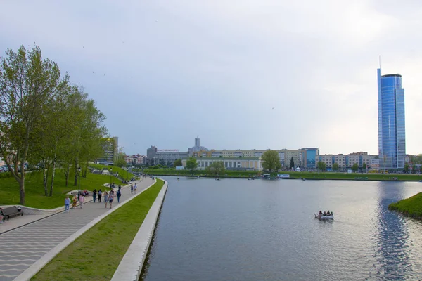 Minsk Belarus 2018 Svisloch River Traetskae Pradmestse Trinity Suburb Old — Stock Photo, Image