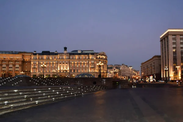 Moscow Oroszország 2018 Híres Moszkva Manezh Lovagló Tér Városképet Gazdagító — Stock Fotó