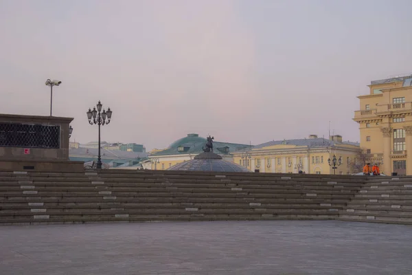 Moskva Ryssland 2018 Berömda Moskva Manezh Manege Square Stadsbilden Manezhnaya — Stockfoto