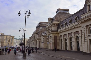 Moscow, Rusya Federasyonu-07.11.2018: Paveletsky Tren İstasyonu ve yolcu--biri dokuz ana tren istasyonları, Moskova, Rusya