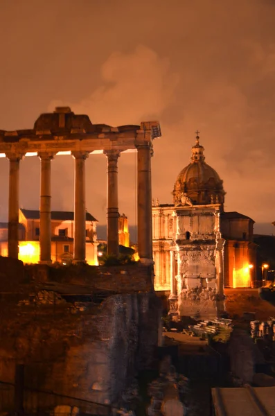 Roman Forum Římě Jeden Hlavních Turistických Atrakcí Říma Panorama Velké — Stock fotografie