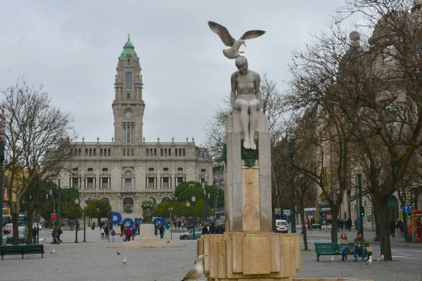 Porto Portugália Avenida Dos Aliados Központi Körút Porto Neve Fordításban — Stock Fotó