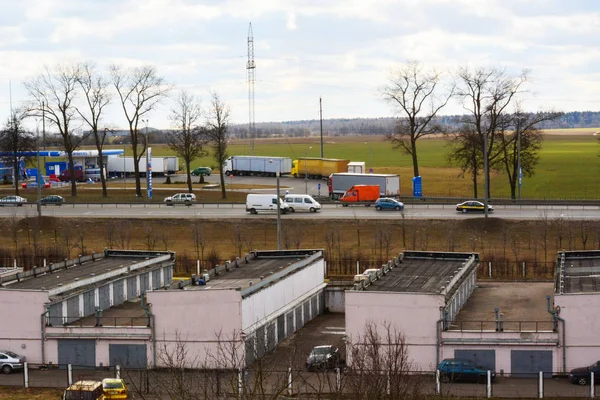 Minsk Bielorrusia 2019 Vista Los Garajes Antiguos Carretera Circunvalación — Foto de Stock