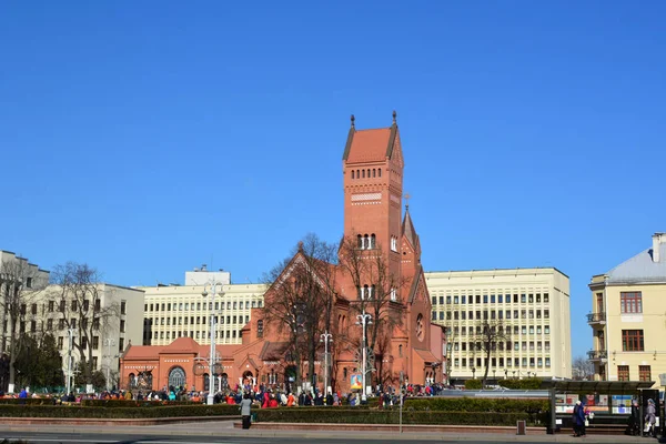 Minszk Fehérorosz Köztársaság 2019 Templom Szent Simeon Szent Ilona Vörös — Stock Fotó