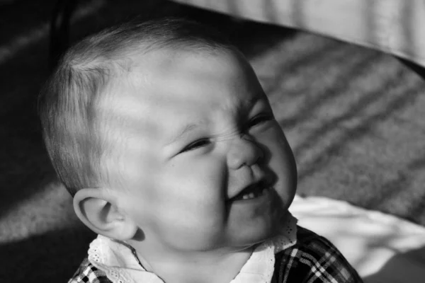 Baby Girl Months Smiling Two Teeth — Stock Photo, Image