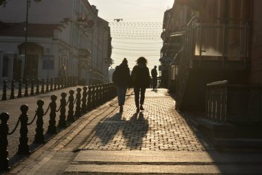 Minsk, Belarus - 19.10.2019: Minsk 'in merkezinde devrimci yaya sokağı