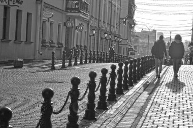 Minsk, Belarus - 19.10.2019: Minsk 'in merkezinde devrimci yaya sokağı