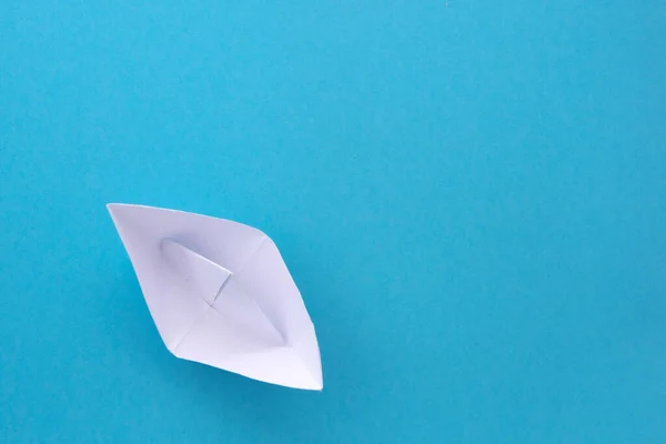Montážní Postup Pro Loď Bílého Papíru Origami Tvor — Stock fotografie
