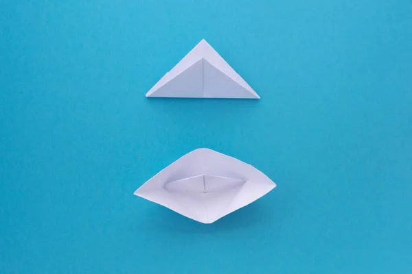 Montážní Postup Pro Loď Bílého Papíru Origami Tvor — Stock fotografie