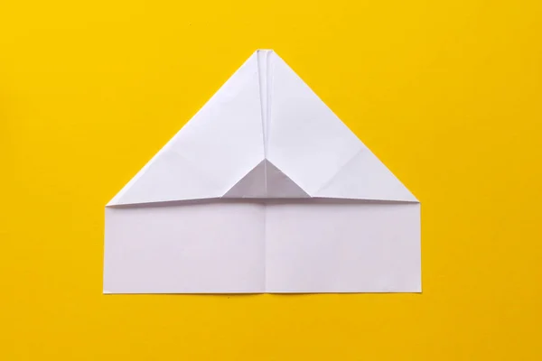 Monteringsprocedur För Ett Vitt Pappersflygplan Origami Skapande — Stockfoto