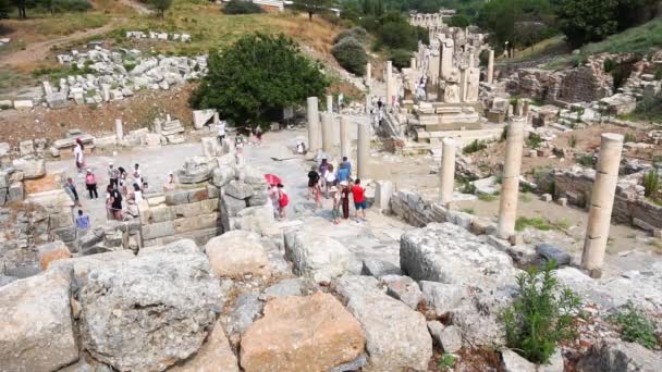 Epheszosz Törökország 2018 Június Romok Ősi Történelmi Ephesus Emberek Körül — Stock videók