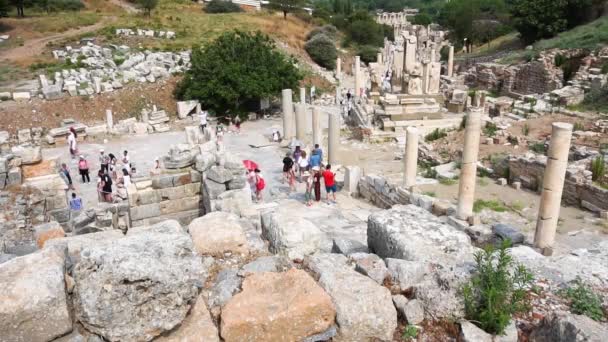 Efes Türkiye Haziran 2018 Tarihi Eski Şehir Ephesus Dört Bir — Stok video