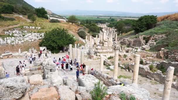 Efes Türkiye Haziran 2018 Tarihi Eski Şehir Ephesus Dört Bir — Stok video