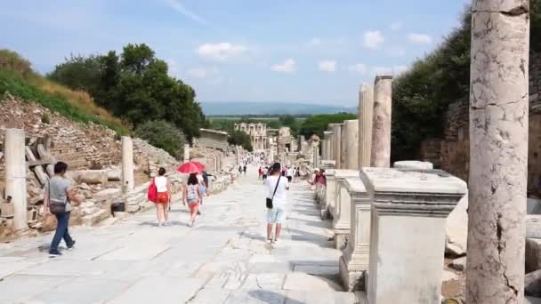 Efeso Turquía Junio 2018 Biblioteca Celsus Éfeso Ruinas Antigua Ciudad — Vídeo de stock