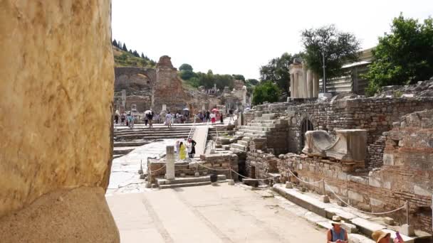 Efes Türkiye Haziran 2018 Ephesus Antik Kentin Kalıntıları Üzerinde Bulutlu — Stok video