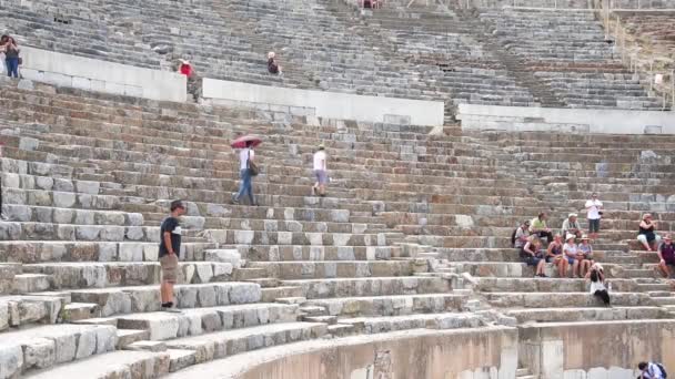 Ephesus Turquía Junio 2018 Antiguo Anfiteatro Ruinas Históricas Ciudad Éfeso — Vídeo de stock