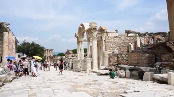 Ephesus Turkey June 2018 Celsus Library Ephesus Ancient City Ruins — Stock Video