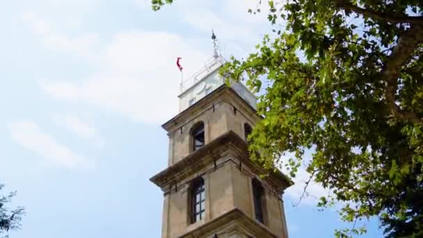 Historickou Věž Hodinami Bursa Které Mají Osman Orhan Gazi Hrobek — Stock video