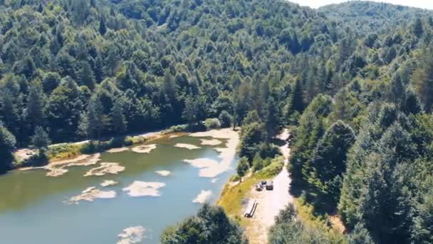 Vista Aérea Del Lago Entre Árboles Bosques Duzce Turquía — Vídeos de Stock