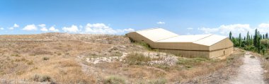 Dış görünüm koruma Çatalhöyük. En eski dünya ile büyük şehirde Neolitik ve Kalkolitik şehir yerleşim Çumra, Konya. Bu yaklaşık 7500 M.ö. yılında inşa edilmiştir
