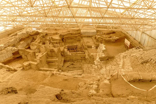 Catalhoyuk 大規模な新石器時代と金石併用時代最高 Cumra 都市集落の保存コンヤで世界で最も古い町です 紀元前 7500 年頃に建てられました ストック写真
