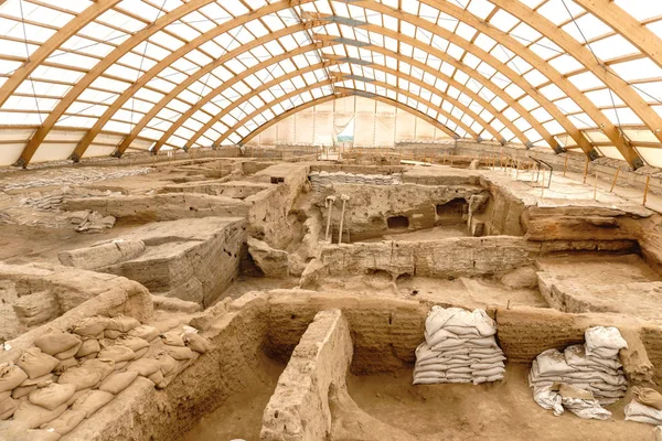 Catalhoyuk は大きいで世界で最も古い町新石器時代と金石併用時代最高 Cumra コンヤ市集落の保存します 紀元前 7500 年頃に建てられました ストックフォト
