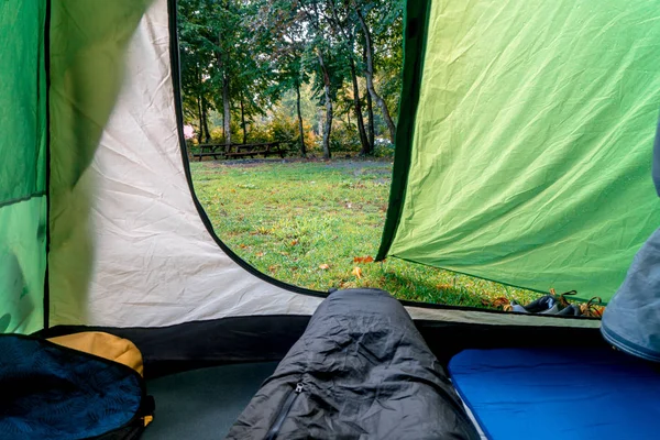 Tenda Camping Parque Campismo Pinhal Natureza — Fotografia de Stock