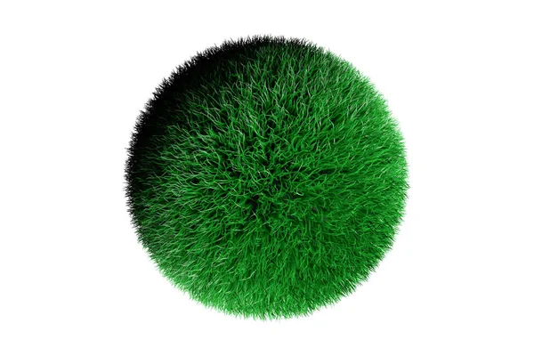 Koule zelený trávě textury na bílém — Stock fotografie