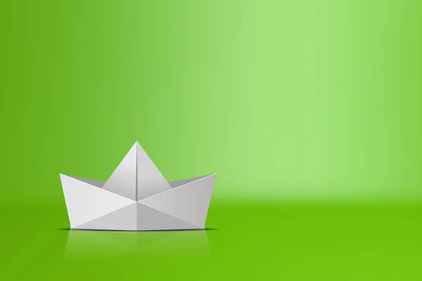 Лодка на зеленом паперти — стоковое фото