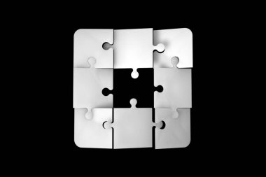 Jigsaw Puzzle parçaları koyu arka plan üzerinde