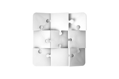 Beyaz üzerine birçok Jigsaw Puzzle parçaları