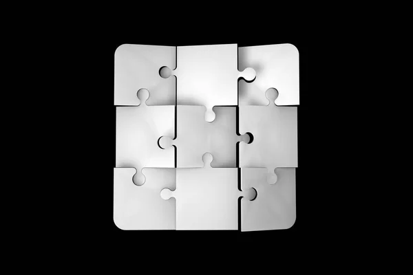 Puzzle pezzi su sfondo scuro — Foto Stock