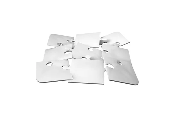 Wiele kawałków puzzli na białym — Zdjęcie stockowe