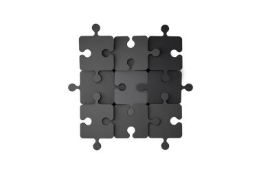 Beyaz üzerine siyah Puzzle parçaları 3 x 3