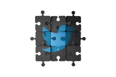Sosyal Medya Twitter simgesine Puzzle parçaları