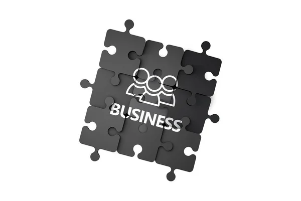 Business en Financiën Concept op puzzelstukjes — Stockfoto