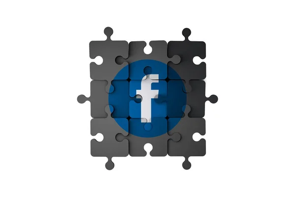 Facebook-Ikone in den sozialen Medien auf Puzzleteilen — Stockfoto