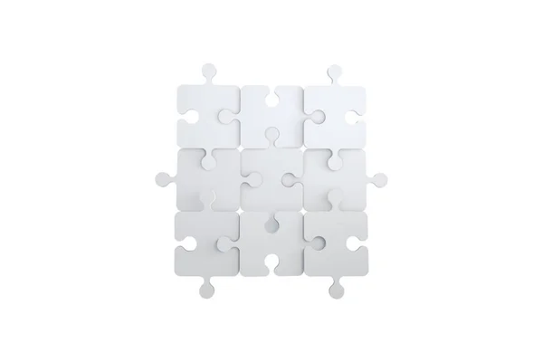 White Puzzle Pieces 3x3 on White — Stock Photo, Image