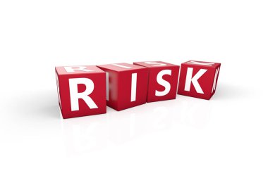 3D risk metin kırmızı kutuları üzerinde