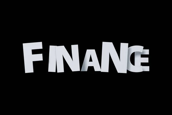 Letras de texto de finanças 3D sobre preto — Fotografia de Stock