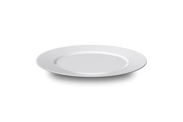 Порожня біла тарілка на білому — стокове фото