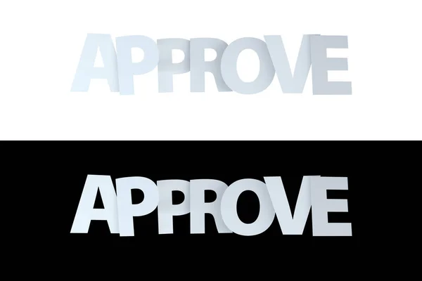 3D Approve Text on White and Black Version — Stock Photo, Image