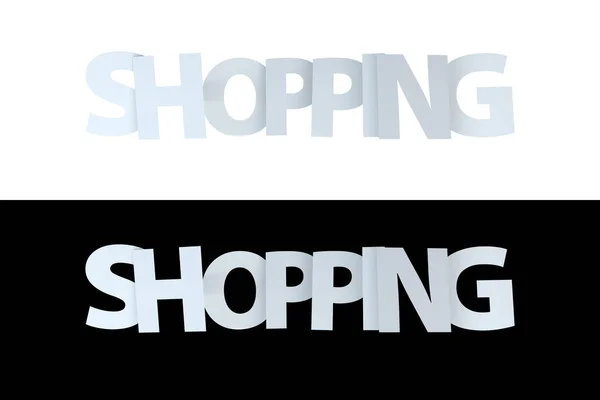 3D Shopping Text on White and Black Version — Stock Photo, Image