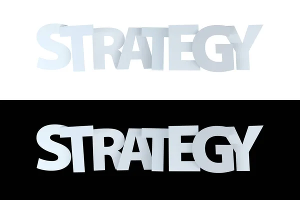 3D-Strategietext auf weißer und schwarzer Version — Stockfoto