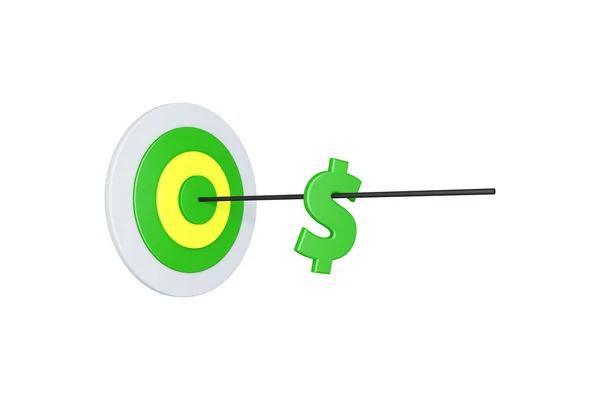 以目标为目标的财务理念与以美元符号为目标的箭头 — 图库照片