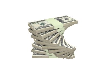 Yüz Dolar Banknotlar Render Yığını