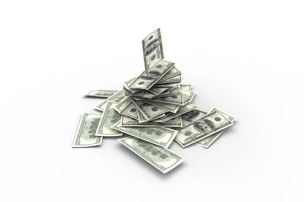 Billetes de dólar volando y cayendo sobre blanco —  Fotos de Stock