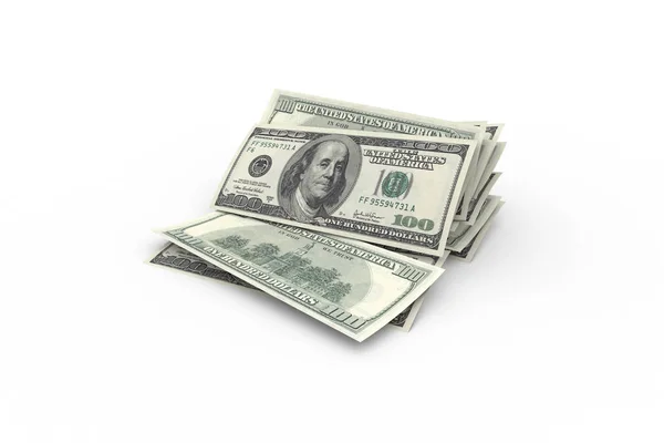 Billetes de dólar volando y cayendo sobre blanco —  Fotos de Stock